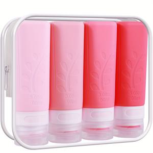 TEMU 여행용 개인 관리 용품 용기 세트, TSA 규정 준수, 샴푸 및 컨디셔너에 적합한 3Oz 누출 방지 실리콘 용기, 간편한 짜기 및 휴대성 설계, 여행객 필수품 (4개입)