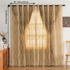 TEMU 1개 유럽 스타일 고급 빈티지 골드 할로우 창문 커튼, 거실 발코니용, 햇빛 차단 라이트 럭셔리 쉬어 커튼