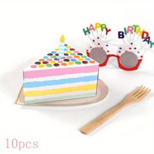 TEMU 케이크 모양 종이 상자 10개 세트 - 생일, 결혼식 파티, 여름 파티 디저트 케이크 사탕 장식용 선물 박스