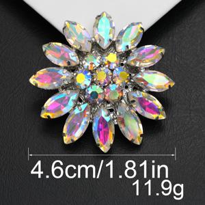 TEMU 1pc 꽃 모양의 AB 라인스톤 유리 금속 버튼, 구리 발톱이 있는, 모피 코트, 슈트, 유니폼, 카디건, 셔츠, 웨딩 드레스, 그리고 꽃束 및 가방을 장식하는 DIY 액세서리에 적합합니다.