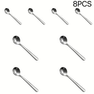 TEMU 8개/10개 SUS304 스테인리스 스틸 스푼, 가정용 커피 스푼, 디저트 꿀攪拌 스푼, 조미료 스푼, 초소형 소금 스푼