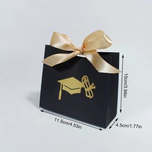 TEMU 그녀/그를 위한 선물 10개입 미니 졸업 선물 상자 - 캡 & 졸업장 디자인, 블랙 파보어 박스, 새틴 리본, 골드 레터링, 2025년 졸업 기념 - 졸업 파티 선물용 작은 캔디 상자, 졸업 축하 선물 포장, 세련된 디자인 | 장식용 새틴 리본, 크리스마스, 할로윈
