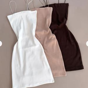 TEMU 3종 세트: 새로운 봄/여름 오프숄더 캐미솔 원피스, 우아한 화이트와 블랙 미니 스커트, 시크하고 캐주얼한 정장 드레스, 새해 전야 드레스, 여성을 위한 귀엽고 패셔너블한 숏 핫 의상 YT