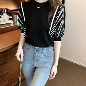 TEMU 여성용 여름 인조 트윈셋 반팔 티셔츠; 새로운 디자인 감각의 여름용 오점팔토피 상의