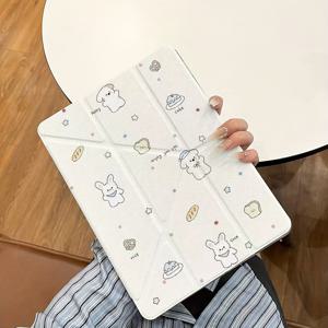 TEMU 아이패드 케이스 (Apple 아이패드용), 귀여운 강아지 디자인, 아이패드 9 보호 커버 2021에 적합, 10.2인치 태블릿용 스탠드 포함, 만화 스타일, 에어 5 펜슬 슬롯 호환, Apple 2020 12.9인치 투명 케이스