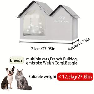 TEMU 접이식 여름 냉각 고양이 하우스 반폐쇄형 보온 애완동물 쉼터, 길고리와 개용 겨울 따뜻함 여름 냉각 10개 아이스팩 포함