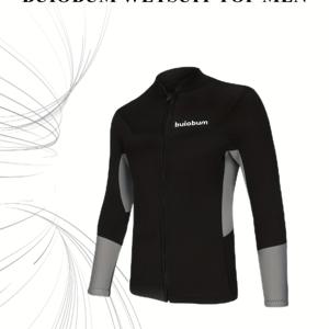 TEMU Buiobum 남성용 M 네오프렌 긴팔 셔츠, 워터스포츠 슈트, 서핑, 스노클링, 수영, 카약 등을 위한 앞면 지퍼 남성 셔츠