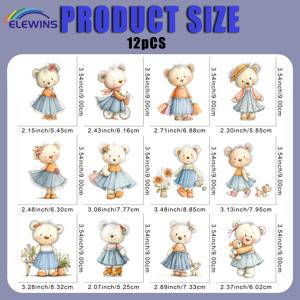 TEMU 12개 귀여운 다림질 패치 - 티셔츠, 청바지, 모자, 가방용 DIY 열전달 비닐 데칼 - 옷, 백팩, 데님에 쉬운 붙이기 & 떼기 패브릭 전사 - 축제 의상, 코스프레, 의상 디자인을 위한 재미있는 장식 스티커 - 세탁 가능하고 균열 없는 아이언 온 패치