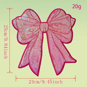 TEMU 대형 사이즈의 고급스러운 리본 모양 스팽글 자수 패치 스티커 | 반짝이는 쉐닐 소재, 접착식 뒷면, 간편한 다림질 설치, 의류 및 상자 장식에 적합, 세 가지 스타일로 제공, 독특하고 우아한 디자인