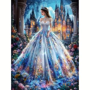 TEMU JOZYSH 1개 대형 사이즈 30X40Cm-11.8X15.7Inch/40X50Cm-15.7X19.7Inch 성인용 액자 없음 수제 5D 사각형 원형 페인팅 키트, 아름다운 공주, 전 인조 라인스톤 페인팅, 아트 키트