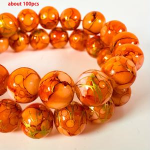 TEMU 100개 8mm 매끄러운 원형 구슬 - 핑크/브라운 옴브레, 스카이 블루/블루 옴브레, 옐로우 옴브레 그라데이션 - DIY 주얼리 제작, 목걸이, 팔찌, 귀걸이 공예에 적합한 고품질 보석 구체 - 구슬 모음