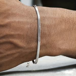 TEMU 남성용 304 스테인리스 스틸 뱀 체인 팔찌, 매우 멋진 티타늄 304 스테인리스 스틸 남성용 팔찌, 방수 팔찌, 남자친구 또는 남편을 위한 맞춤형 선물로 적합