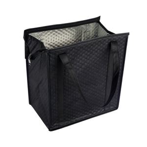 TEMU 1pc 블랙 보온/보냉 도시락 가방, 퀼트 디자인, 식품 접촉 없음, 지퍼 클로저, 조절 가능한 어깨 스트랩 - 작업, 학교 또는 여행에 적합, 보온/보냉 도시락 가방