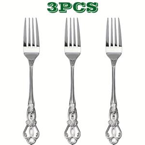 TEMU 3/5/7개 빈티지 실버 스테인리스 스틸 디너 포크 세트, 8.5인치, 파스타, 스테이크, 샐러드 및 빵용 미러 광택 처리. 식기세척기 사용 가능, 가정, 레스토랑 및 파티용으로 적합. 크리스마스, 추수감사절 및 할로윈 선물로 완벽