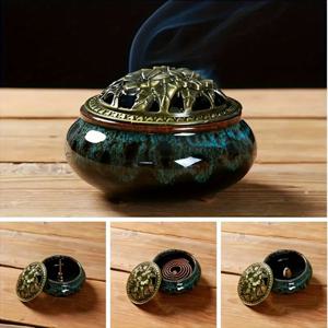 TEMU 1개 세라믹 버너, 아이스 크랙 디자인 스파이럴 캐리어 장식, 홈 데코, 장식용 버너, 샌들우드 실내 캔들 향로