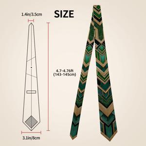 TEMU 1pc 에메랄드 골든 체버론 타이 - 스타일리시한 지옴트릭 패턴, 녹색, 검은색 및 금색, 결혼식 및 공식 행사에 완벽, 남성에게 이상적인 선물, 결혼식 액세서리 | 우아한 타이 디자인 | 내구성 있는 원단