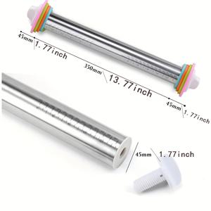 TEMU 1개 스테인리스 스틸 롤링핀, 스테인리스 스틸 도마, 조절 가능한 두께 롤링핀, 두께 링, 베이킹 반죽, 피자, 페이스트리, 파스타용