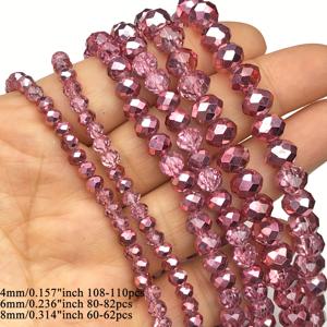 TEMU 4/6/8mm AB 로즈 핑크 각진면 수면 플랫 비즈 오스트리아산 스페이서 루즈 스페이서 비즈 구슬 & 비즈 모음 세트, 주얼리 제작 DIY 목걸이 팔찌 귀걸이 액세서리용