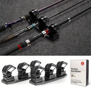 TEMU HQZOOMEE 2개 세트 헤비듀티 낚싯대 거치대 - 보트, 벽, 트럭 침대용 3대 저장 홀더, 미끄럼 방지 고무 밴드 클립, 3대 및 추가 낚싯대용 안전 정리대, 내구성 플라스틱 구조, 낚싯대 홀더
