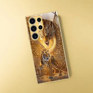 TEMU 휴대폰 케이스 - 고급 패션 용과 호랑이 패턴 골드 메탈릭 페인트 휴대폰 케이스, 삼성 갤럭시 A72/A54/A53/A52/A51/A34/A33/A32/A23/A23/A14/A13/A12/노트 10/노트 20/S10/갤럭시 S8/갤럭시 S9/A56/A10/A04/A71/S20/S21/S22/S23/S24/S25 울에 적합