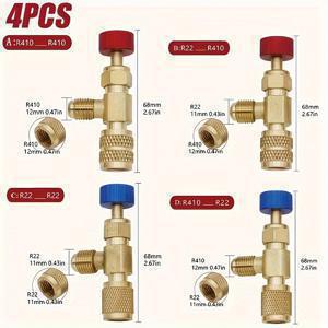 TEMU 4개 세트 에어컨 냉매 안전 밸브 스위치, R22 R410A 어댑터 커넥터, 고품질 1/4