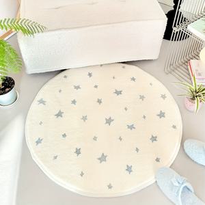 TEMU 별 테마 귀여운 원형 러그 1개, 부드럽고 푹신함, 세탁기 사용 가능 및 관리 용이, 가정 및 축제 장식에 적합