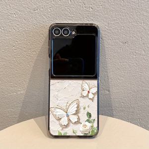 TEMU 삼성 갤럭시 Z 플립 6, Z 플립 5, Z 플립 4, Z 플립 3 5G용 귀여운 흰색 나비 풀바디 다크 그레이 투명 블랙 방탄 휴대폰 케이스, 듀얼 스크린 폴더블 TPU 케이스, 슬림 경량, 내구성 강한 스크래치 방지 커버