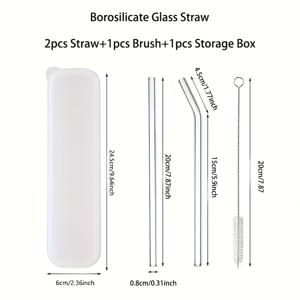 TEMU 3개 재사용 가능한 투명 유리 스푼, 보관함, 청소 브러시, 열 저항 유리 스푼, 야외, 레스토랑, 피크닉, 캠핑, 스포츠, 스무디, 밀크쉐이크, 차, 주스에 적합