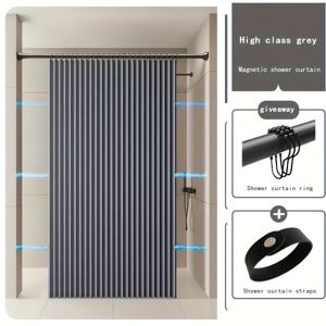 TEMU 플라스틱 후크가 있는 현대적인 접이식 파티션 커튼 - 스타일리시한 단색 디자인, 다양한 크기로 제공, 침실, 복도, 거실 및 욕실에 적합, 고품질 칸막이 스크린, 샤워 커튼, 창문 커튼