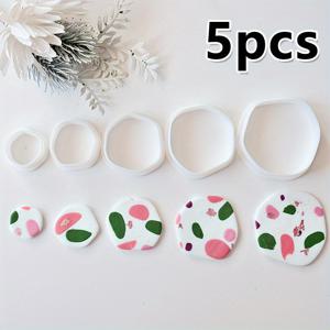 TEMU 플라스틱 폴리머 클레이 커터 & 엠보싱 스탬프 세트 5개 - 불규칙/스캘럽 모양 & 다양한 크기의 원형 몰드, DIY 주얼리 만들기 도구, 레진 공예 용품, DIY 귀걸이, 클레이 아트, 스크랩북용 (폴리머 클레이 & 레진 호환)