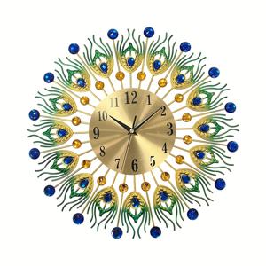 TEMU 1개 15.35인치 금속 창의적인 벽시계, 수제 컬러풀 공작깃털 디자인, 거실 식당용, 무소음 벽 장식 시계