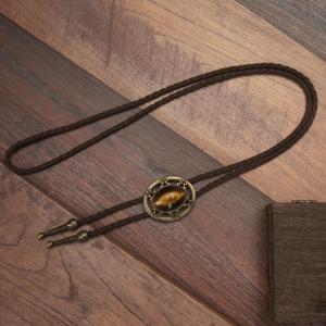 TEMU 1개 빈티지 볼로 타이, 조절 가능한 보우타이 클라스프, 긴 PU 가죽 목걸이, 남녀공용, 독특한 볼로 타이