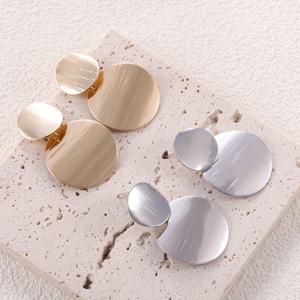 TEMU 2쌍의 기하학적 더블 서클 텍스처 귀걸이 세트 - 두 가지 컬러 옵션, 우아한 레트로 스타일, 일상·파티·웨딩·행사용, 여성 캐주얼 액세서리 선물 추천