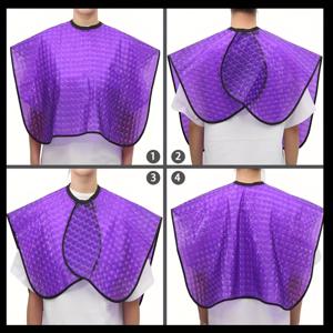 TEMU 빨리 건조되는 디자인의 정사각형 체크 무늬 보라색 케이프, 헤어 세척, 염색 및 스타일링에 적합