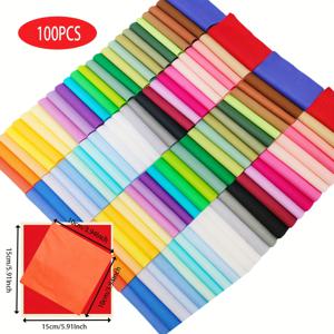 TEMU 100개입 트윌 멀티컬러 솔리드 시리즈 프리컷 패브릭 세트 - 크리스마스 & 춘절 선물, 스크랩북킹, 지갑 만들기, 퀼팅, 인형 제작, 테이블보, 베개 장식용 DIY 공예 재료 | 125gsm 무게 (다양한 디자인)