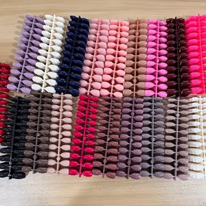 TEMU 288개 (12종 혼합 스타일) 롱 아몬드형 광택 아크릴 네일 세트 – 완벽 핏, 쉬운 적용: 블랙, 화이트, 레드, 블루 & 핑크 여성용 데일리 및 파티용 손톱