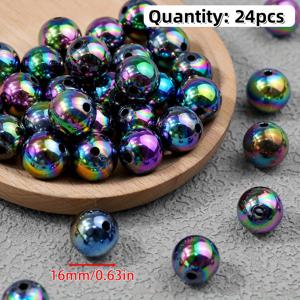 TEMU 16mm 초고휘도 단색 아크릴 장식 비즈 24개입, 팔찌, 목걸이, 귀걸이 및 폰 체인 제작에 적합, 크리스마스 및 생일을 위한 엄마 또는 친구를 위한 선물로 완벽