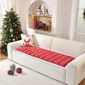TEMU 1개 크리스마스 플란넬 소파 커버 - 초두꺼운 플러시 소파 쿠션 커버, 미끄럼 방지, 반려동물 친화적, 세탁기 사용 가능, 겨울용 소파 패드, 축제 디자인 및 다양한 색상 (쿠션 내장 불포함)