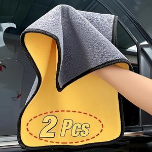 TEMU 2개/5개 슈퍼 흡수 양면 청소용 천 - 고강도 빠른 건조, 초흡수, 보풀 없음 & 스크래치 없음, 자동차, 유리, 가정, 주방, 욕실용 - 재사용 가능한 마이크로화이버 천 (노랑/검정)