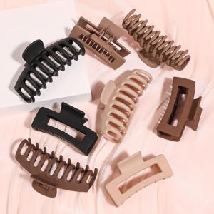 TEMU 8개 대형 클로 모양 사각형 솔리드 컬러 헤어 클립, 패션 여성용 심플 헤어 액세서리, 데일리 선물 파티에 매우 적합