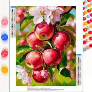 TEMU 사과와 과일 테마가 특징인 5D 원형 풀 드릴 페인팅. 초보자 및 공예 애호가에게 적합하며, 거실, 침실, 서재 및 기타 실내 공간을 위한 장식품으로 사용됩니다.