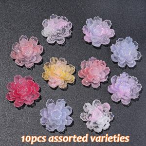 TEMU 25X27mm 레진 비즈 10개 세트. 그라데이션 야광 난초 디자인 특징. 투명하고 이 비즈는 가방 장식, 홈 파티 장식, 주얼리 공예 및 기타 창의적인 프로젝트에 적합합니다.