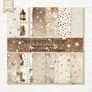 TEMU 겨울 눈꽃과 장식 볼이 특징인 6 x 6인치 스크랩북 용지 12매 세트입니다. 다이어리 스크랩북, 앨범 배경, 공예, 카드 제작 및 저널링에 적합하며 장식 종이 재질로 제작되었습니다.