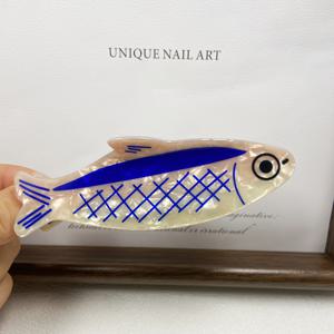 TEMU 귀여운 물고기 모양 머리핀, 해양 생물 액세서리, 대형 상어-청어 그리퍼, 블루-핑크-거북이 색상, 여성용 휴가 카툰 바다 동물 헤어스타일