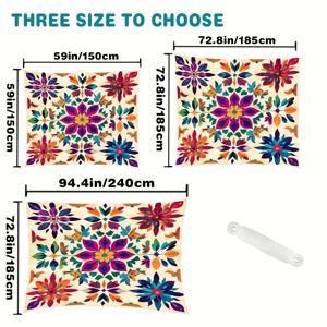 TEMU 1개 스타일 만다라 패턴 그라데이션 컬러 야외 캐노피 해변 햇빛 가리개 커튼 - 강화된 햇빛 보호, 간편한 설치 및 보관, 정원, 안뜰 또는 수영장 사용을 위해 최대 6인까지 수용 (폴 포함 안됨), 야외 햇빛 가리개