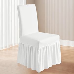 TEMU 1/4개 단색 슬릭 섬유 원단 롱 스커트 의자 커버, 풀 랩 미끄럼 방지 내구성 기계 세탁 가능 고탄력 스트레치, 파티, 결혼식, 연회, 이벤트, 케이터링, 축하 행사용 범용 가구 보호 140gsm