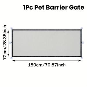 TEMU 1개 휴대용 조절형 개울타리 - 소형견용 메쉬 펫 배리어, 블랙 플라스틱 프레임, 실내/야외 계단, 복도 문문, 강아지 울타리 설치용