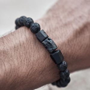 TEMU 천연 블랙 옵시디언 스톤 팔찌 - 수제 조절 가능한 진품 천연 스톤 비즈 (8mm 대형 진품 옵시디언) - 남녀 공용 주얼리, 사계절 착용, 휴일 선물 (크리스마스, 발렌타인데이, 결혼식)