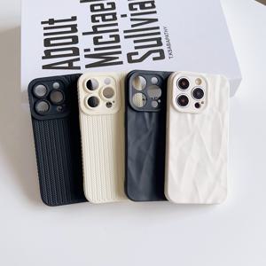 TEMU 4개 세트 블랙+화이트 방수 폰 케이스 (2개 직조 패턴 + 2개 주름 패턴) - 아이폰16/16프로맥스/16플러스/16프로/15/14/13/12/11/7P/8P/X/XR/XS/AMX/7/8/SE2 호환