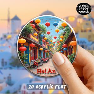 TEMU 1개 호이안 베트남 냉장고 자석 - 화려한 베트남 등불과 건물, 여행 기념품용 아크릴 냉장고 자석, 베트남 문화 선물, 베트남 애호가를 위한 장식, 어버이날/어버이날, 2D 평면